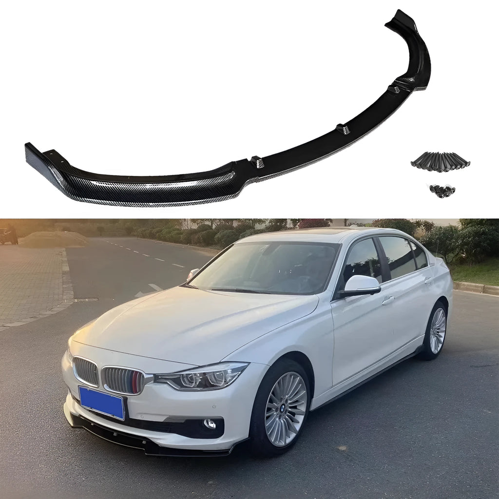 Bright black polypropylene front bumper lip spoiler for BMW 3 Series F30 F35