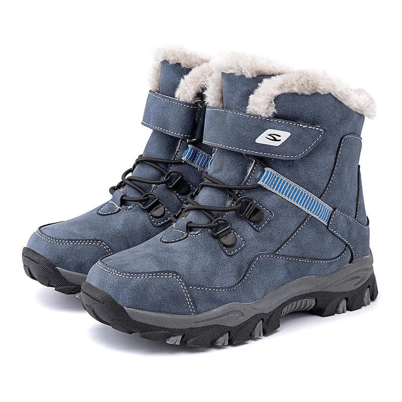 Hobby Bear children's black artificial leather Martin boots with non-slip rubber sole and magic buckle closure