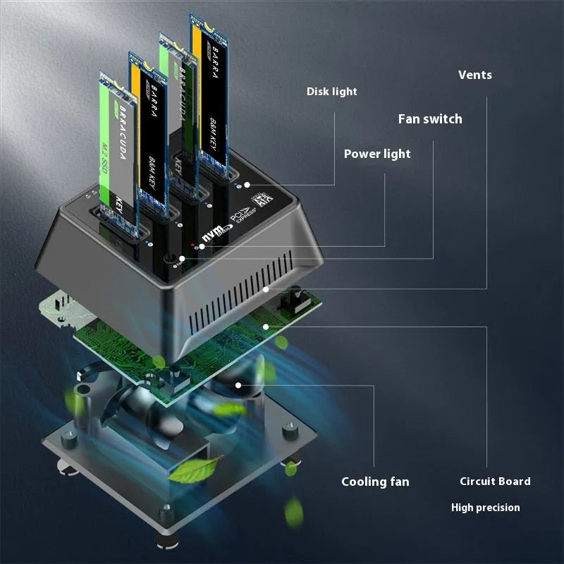 Aluminium alloy M2 Dual Protocol SSD enclosure in K30174P2 colour, showing 90mm length