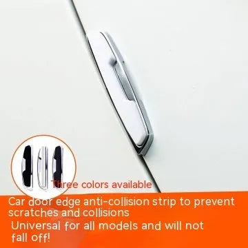 Four black plastic silicone car door protector strips measuring 9.5cm by 2cm