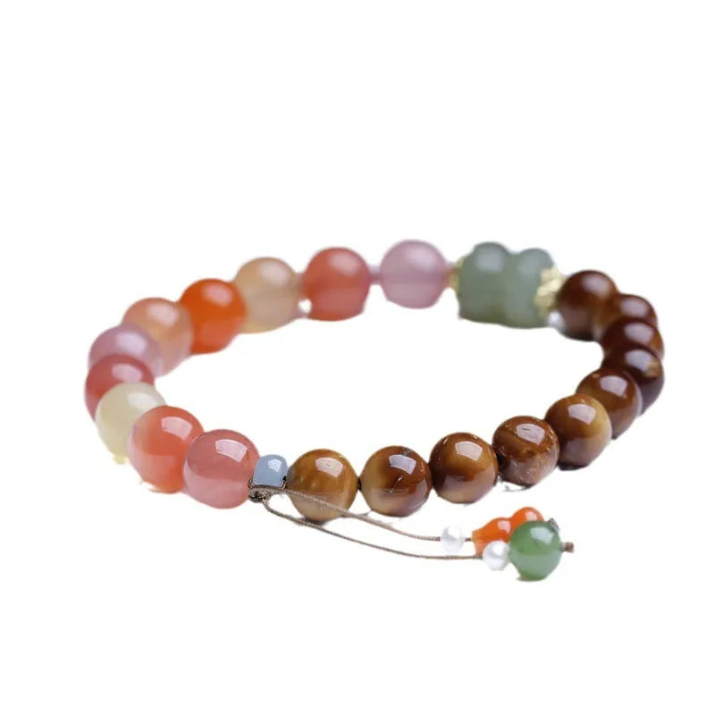 8mm Cook with Hetian Jade agate bracelet with diamond-shaped beads and persimmon elements