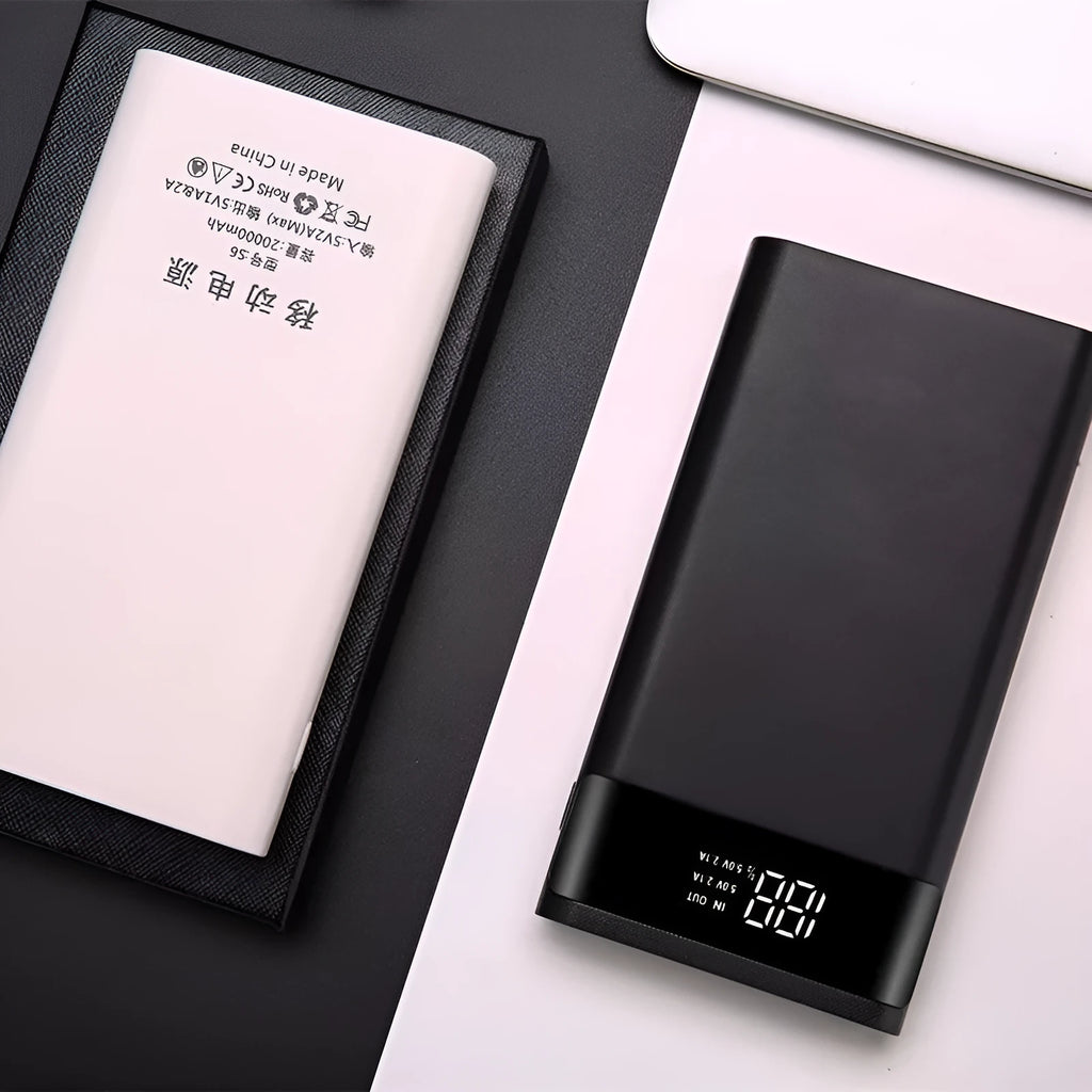 Digital display power bank spring kit with black plastic shell showing dimensions 45x76x22mm