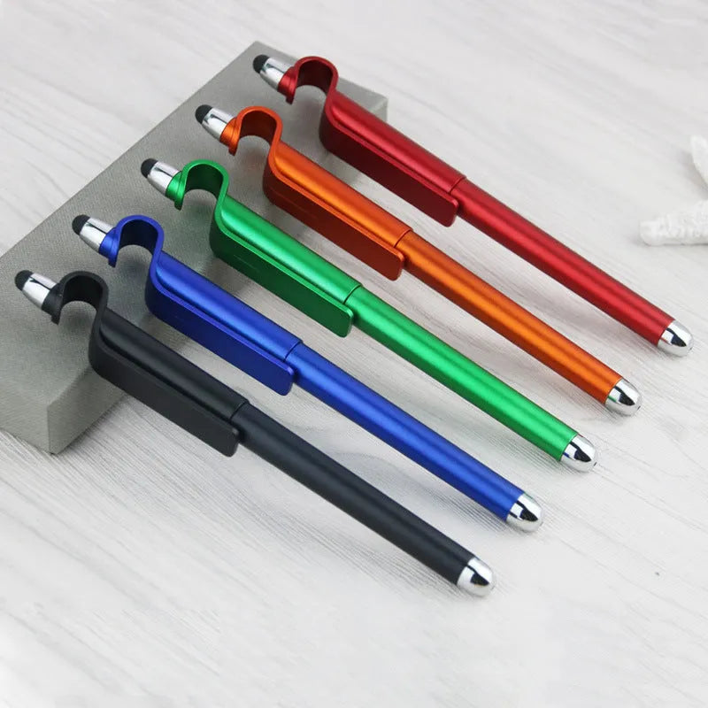 Multifunctional touchscreen pen with 0.5mm tip and mobile phone holder in corporate gift packaging