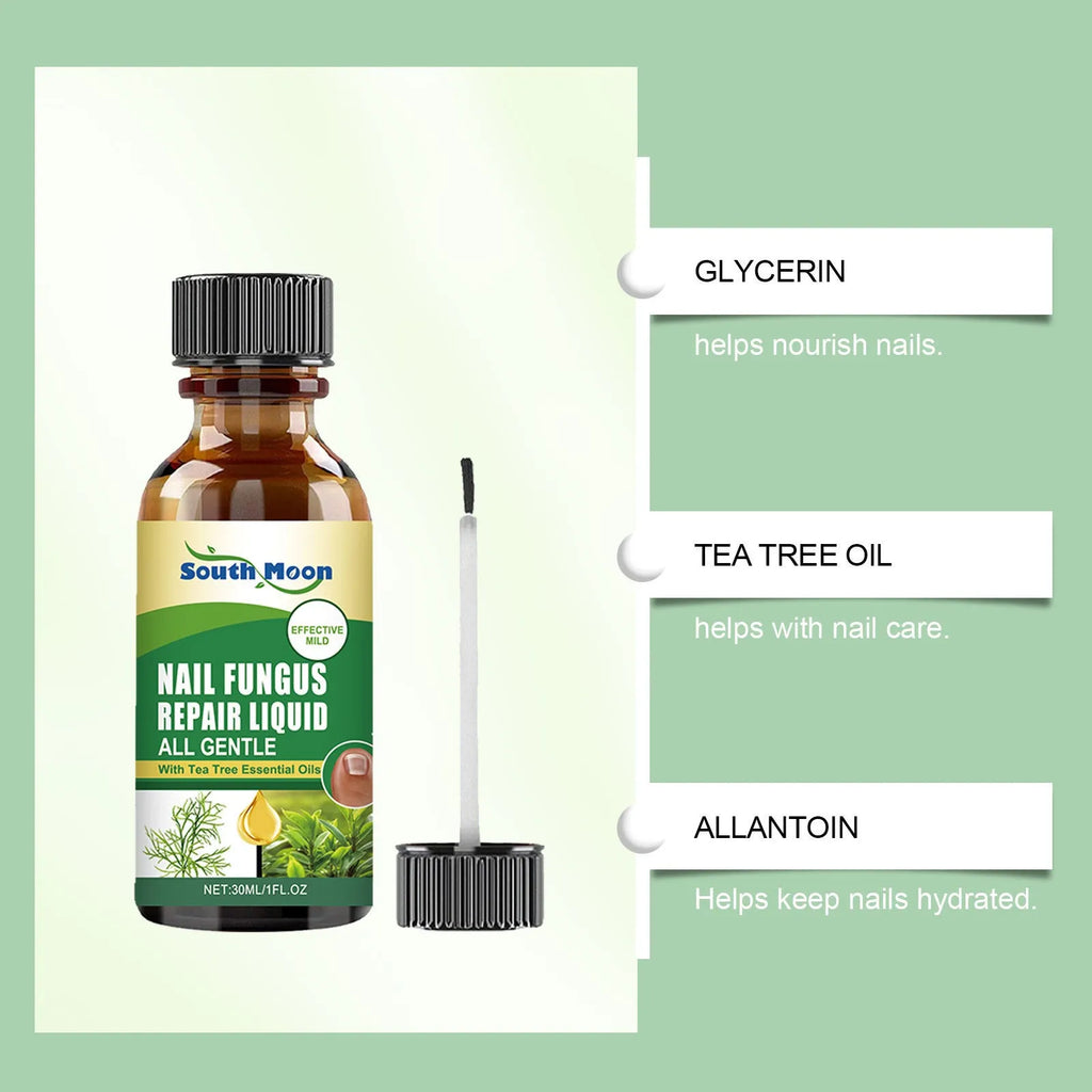 30ml bottle of nail fungus repair solution with tea tree oil and colloidal silver ingredients