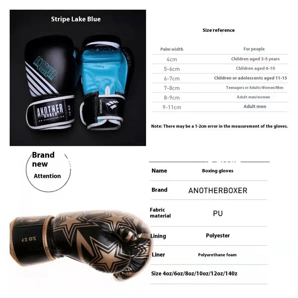 A pair of children's boxing Sanda gloves in a choice of gold, red, white, green, or lake blue, shown in a vertical style.