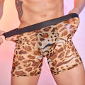 Men's leopard print boxer shorts in nylon fabric with free-size fit