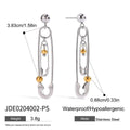 Stainless steel clip ear studs with geometric shape and electroplated finish for women