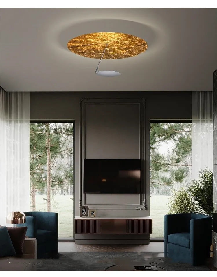 Iron ceiling lamp with LED warm light in 50cm white or white gold colour option.