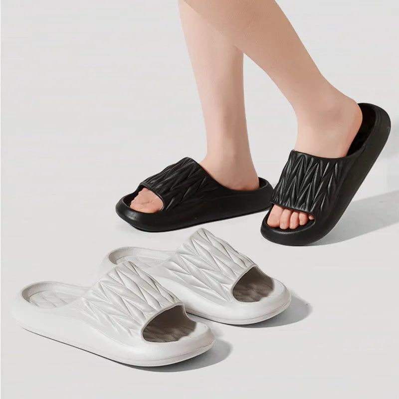 EVA house slippers with leaf texture design in multiple colour options