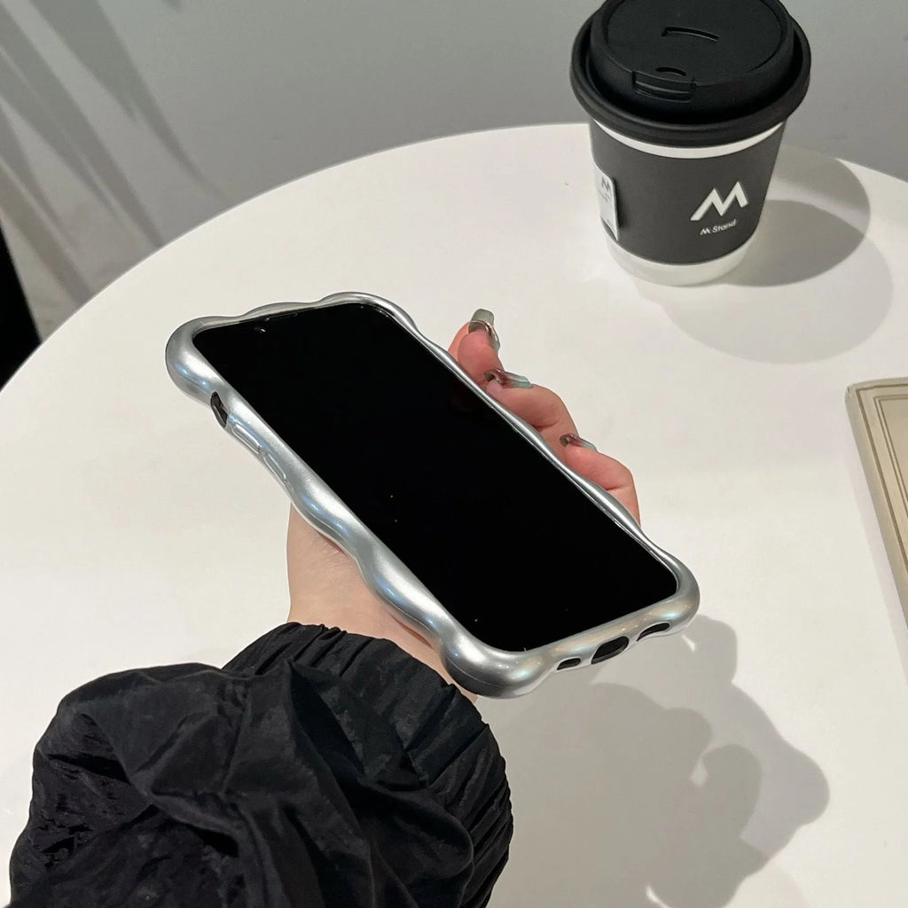 Matte silver bubble TPU phone case with anti-fingerprint texture for iPhone