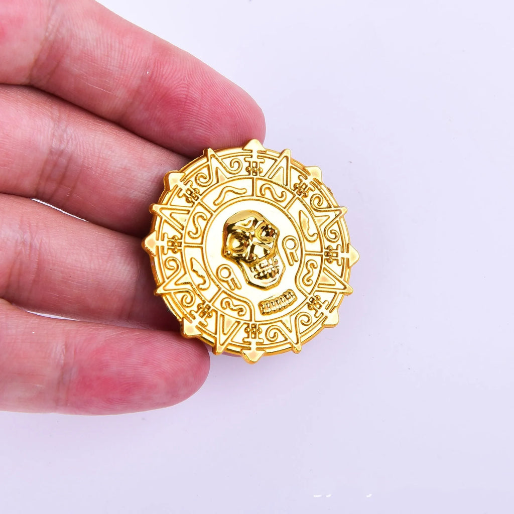 Plastic pirate gold coin toy with pointed style design measuring 3.6cm across