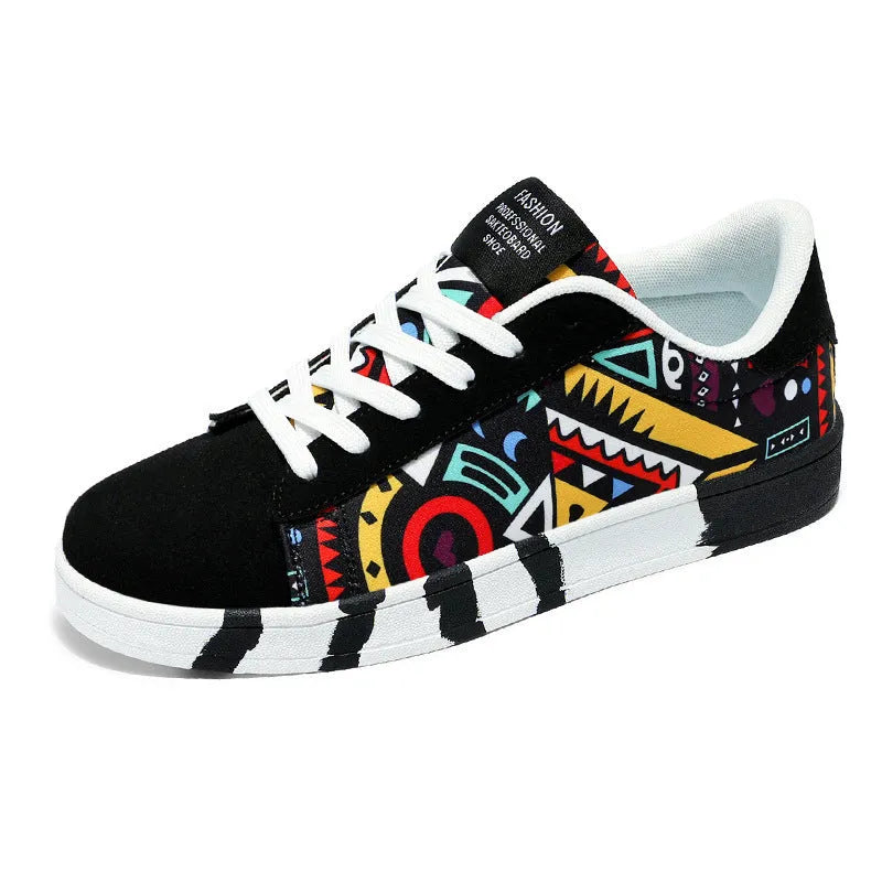 Men's camouflage pattern lightweight sports casual shoes with artificial PU upper and flat heel
