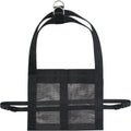 Black polyester calf and large dog weighing sling measuring 150cm long with D-rings.
