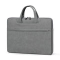 One-shoulder PU leather laptop case in dark gray with zipper closure and soft handle for 13 inch devices