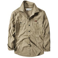 Cotton military style long sleeve loose fit shirt in army green for men spring casual