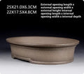 Handmade antique oval purple sand clay bonsai pot for succulents, 25x21x6.3 cm.