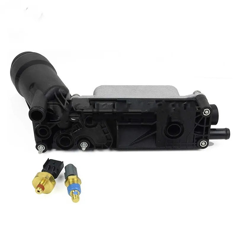 Chrysler engine oil filter seat with ABS construction and oil cooling channels for part numbers 5184294AE 5184331AC