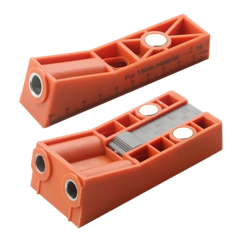 Orange plastic woodworking oblique hole punching locator 28-piece double-hole drilling positioning suit for accurate angle drilling