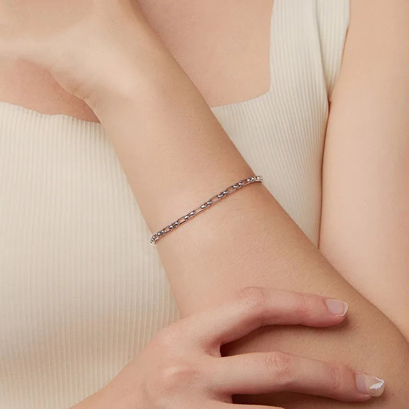 S925 sterling silver minimalist round box chain bracelet in colour BSB231 for women