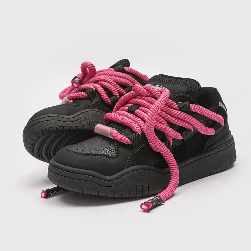 Unisex casual sneakers with thick rubber soles and breathable mesh lining in denim blue colour