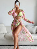 Women's printed quick-dry polyester bikini swimsuit on a mannequin