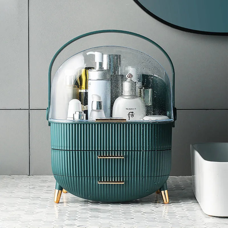 Light luxury desktop storage box for cosmetics in ABS+PS plastic, covered design, dustproof, available in multiple colours