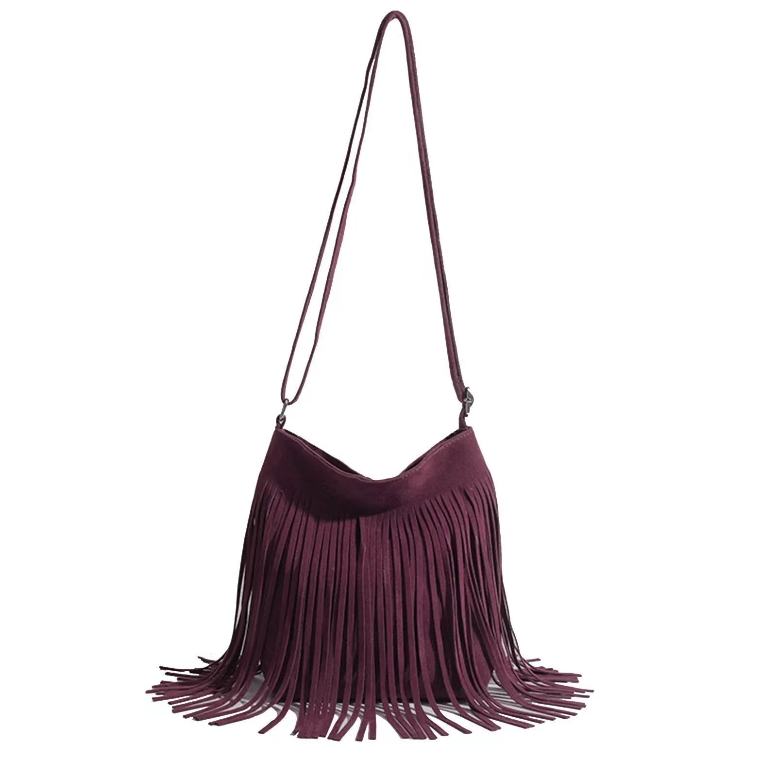 Canvas shoulder bag with tassel decoration in literary style, square vertical shape, available in multiple colours