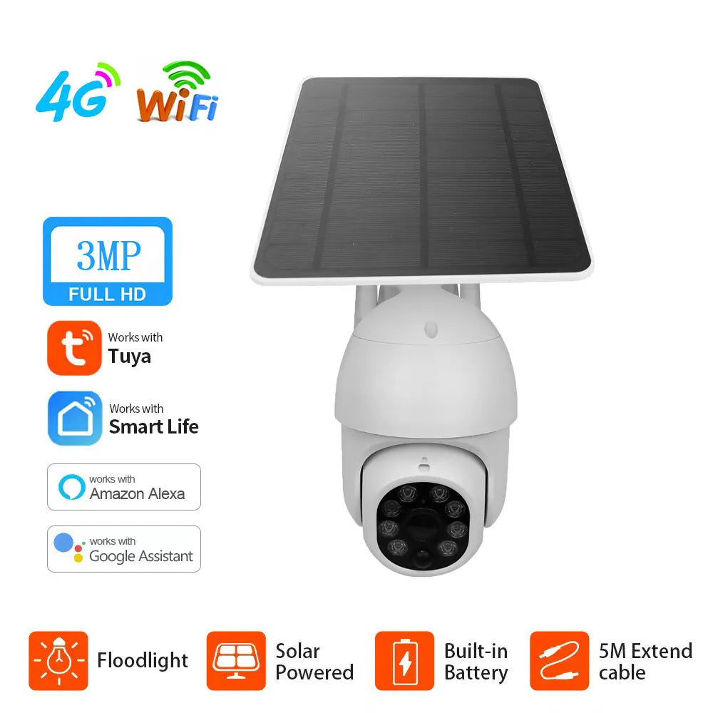 Graffiti solar surveillance camera outdoor waterproof 4G camera 2-inch ball machine with solar panel