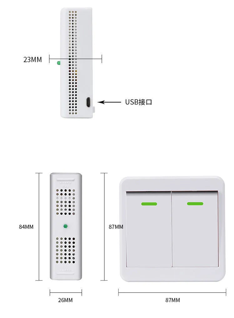 Gold and white wireless voice control light switch remote with USB charging port