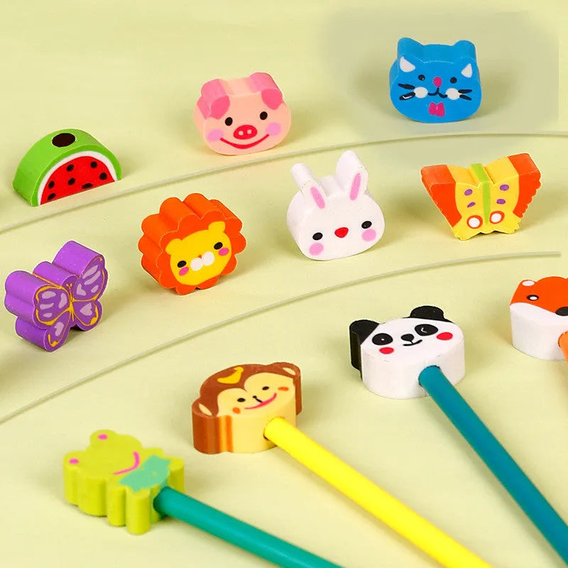 Wooden box containing 24 coloured pencils with colourful cartoon design, suitable for drawing and sketching.