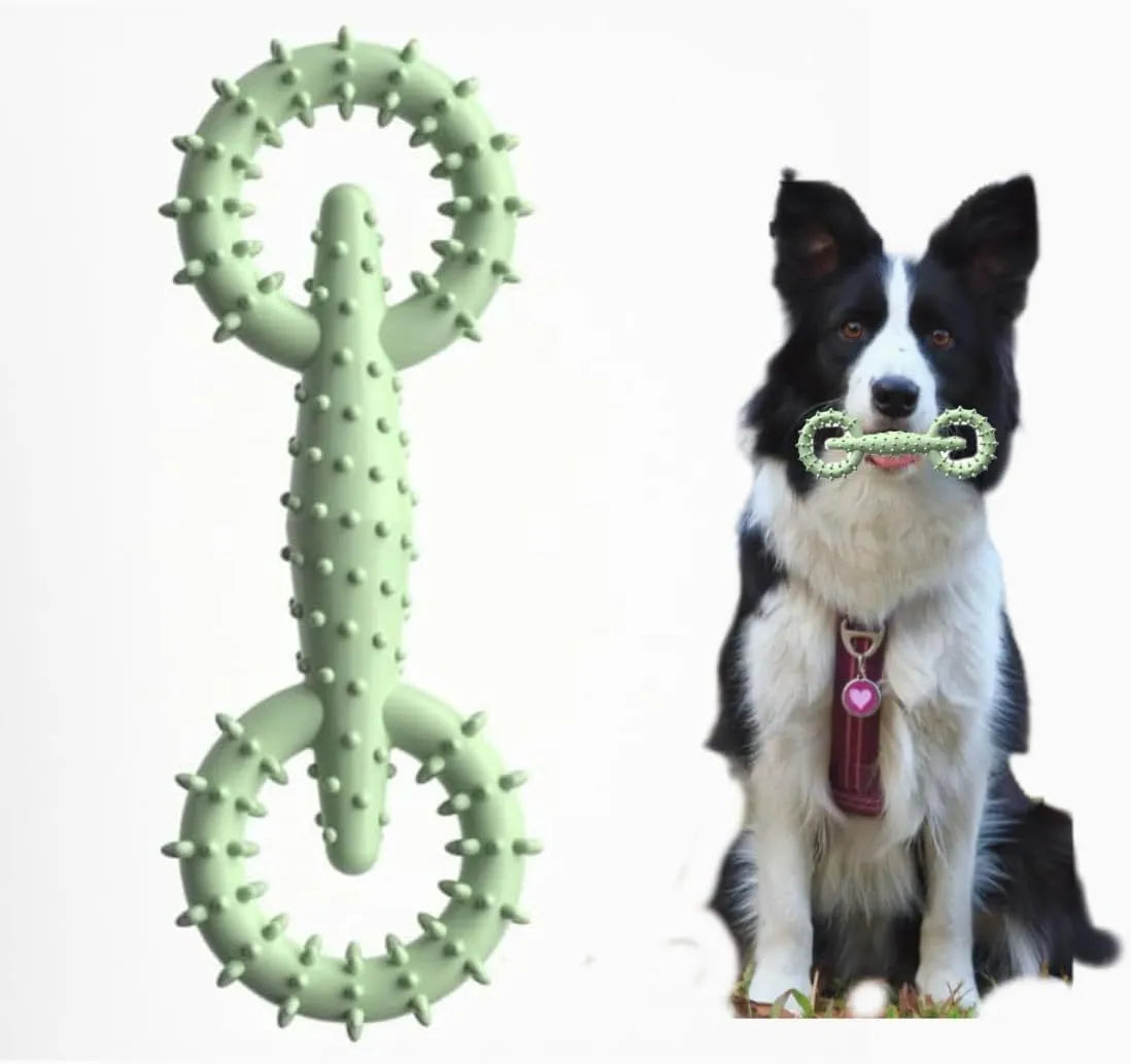 Blue TPR dog chew toy ring for puppies on a white background