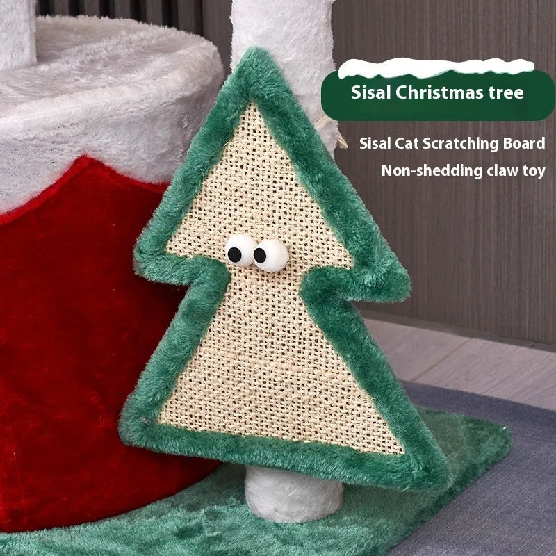 Integrated cat scratch toy with density plate construction in Christmas colour matching