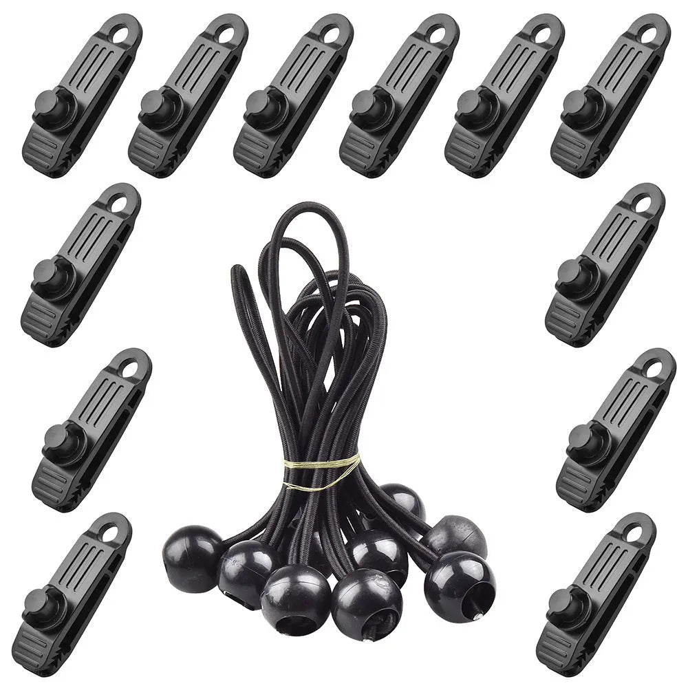 Aluminium alloy windproof tent clip for camping in black and white