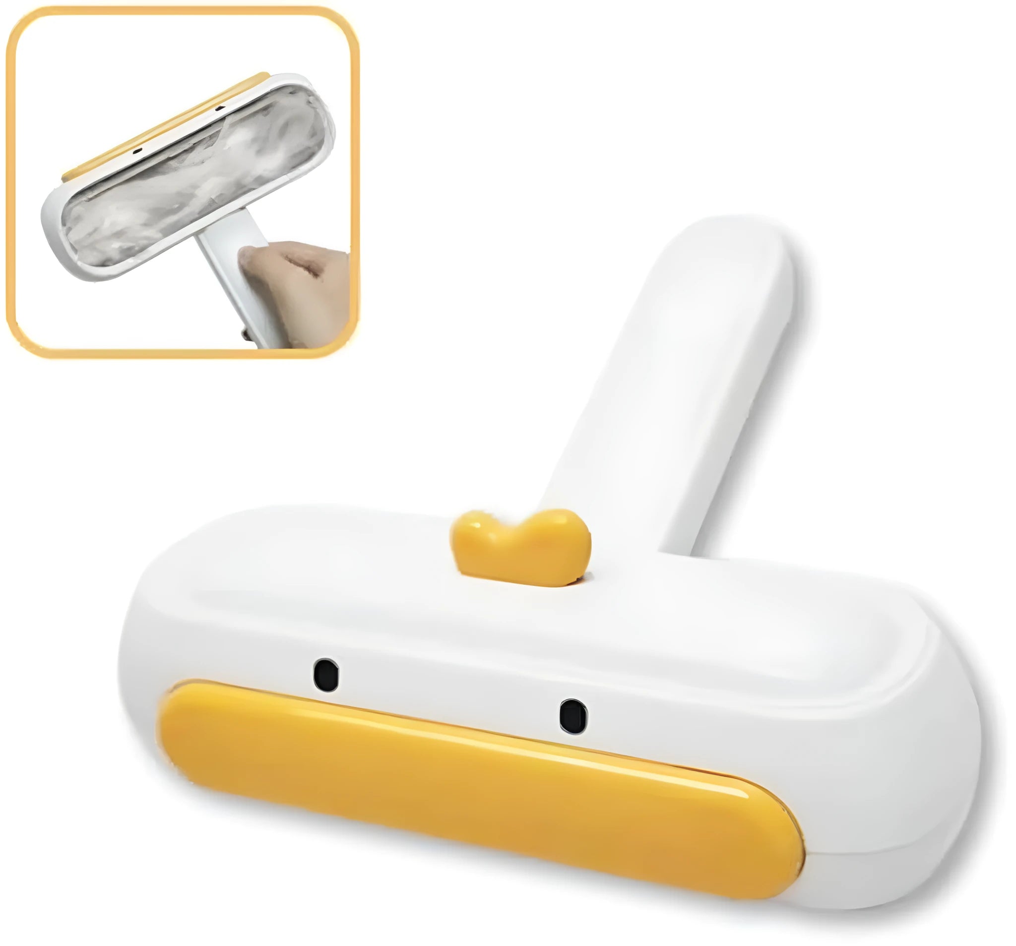 Manual pet hair remover tool with yellow duck design and polyester bristles
