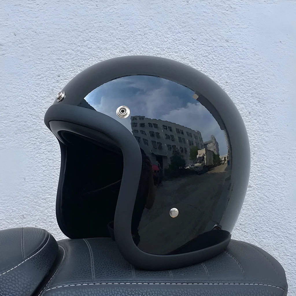 FRP glass fibre retro half motorcycle helmet for electric scooter commuting in cement grey colour