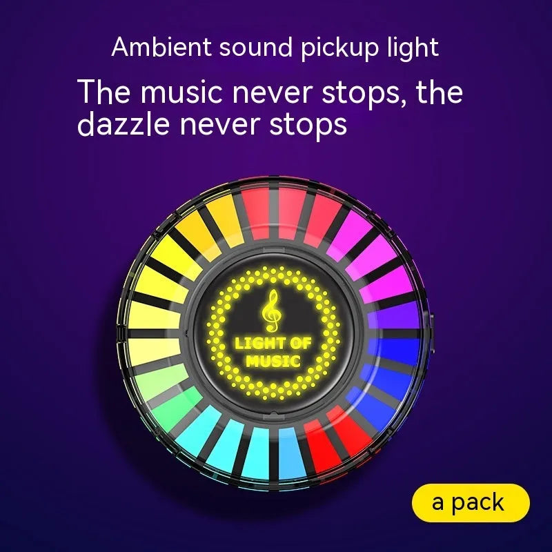 Black square desktop magnetic RGB ambience light with 60cm dimensions on a car dashboard
