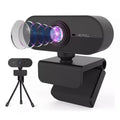 1080P USB webcam with rotatable microphone and HD objective lens in black