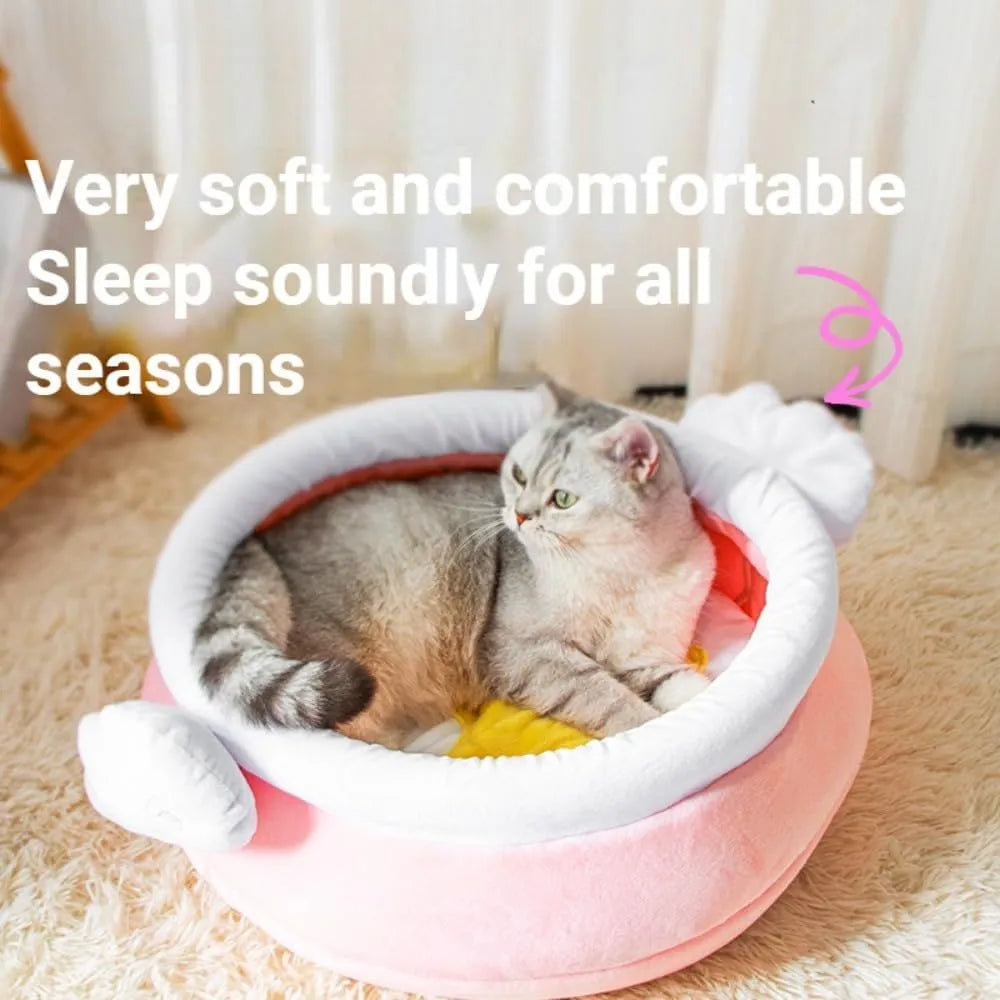Pink and yellow honey pot shaped cat sofa bed with removable pad for small pets