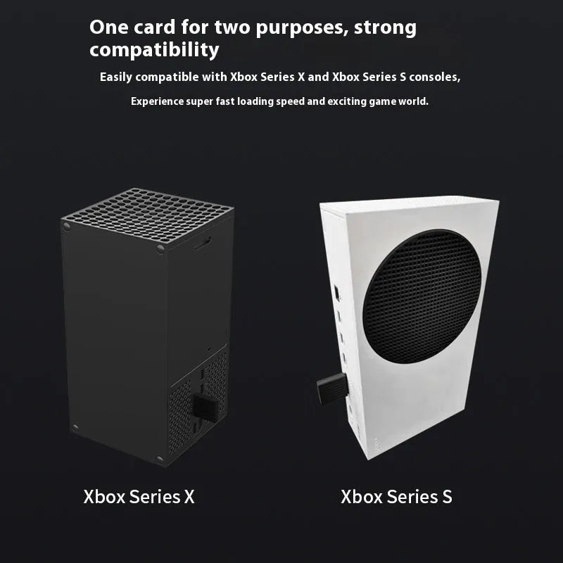 Aluminium Xbox Series X/S hard drive switching box with CFexpress interface and screwdriver.