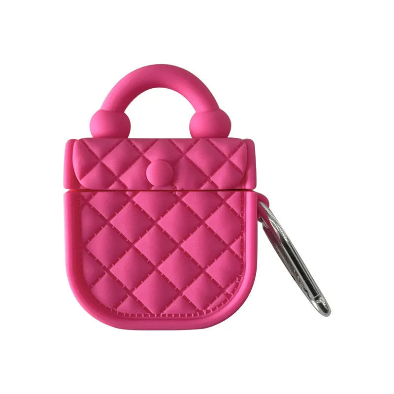 Hard TPU earphone case for AirPods in Barbie bag iron hook colour with cartoon style injection moulded design
