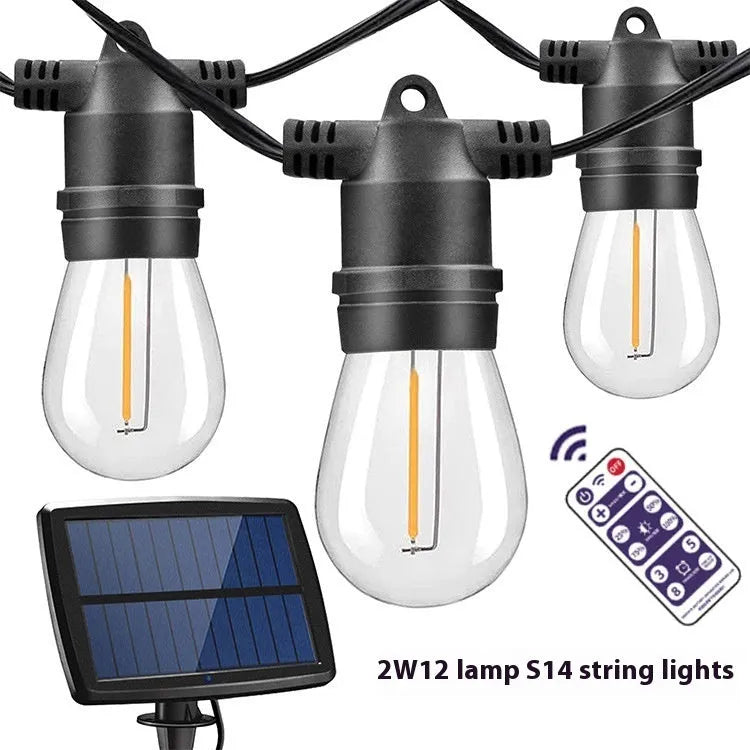 Waterproof solar LED string lights with PVC shell for outdoor garden or patio illumination