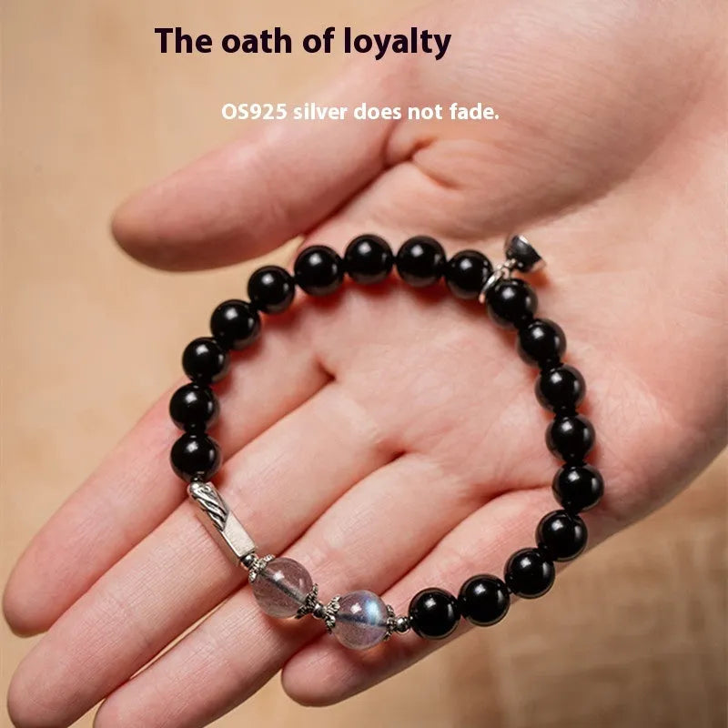 Obsidian Buddha beads couple bracelet DIY kit with 8mm and 10mm beads
