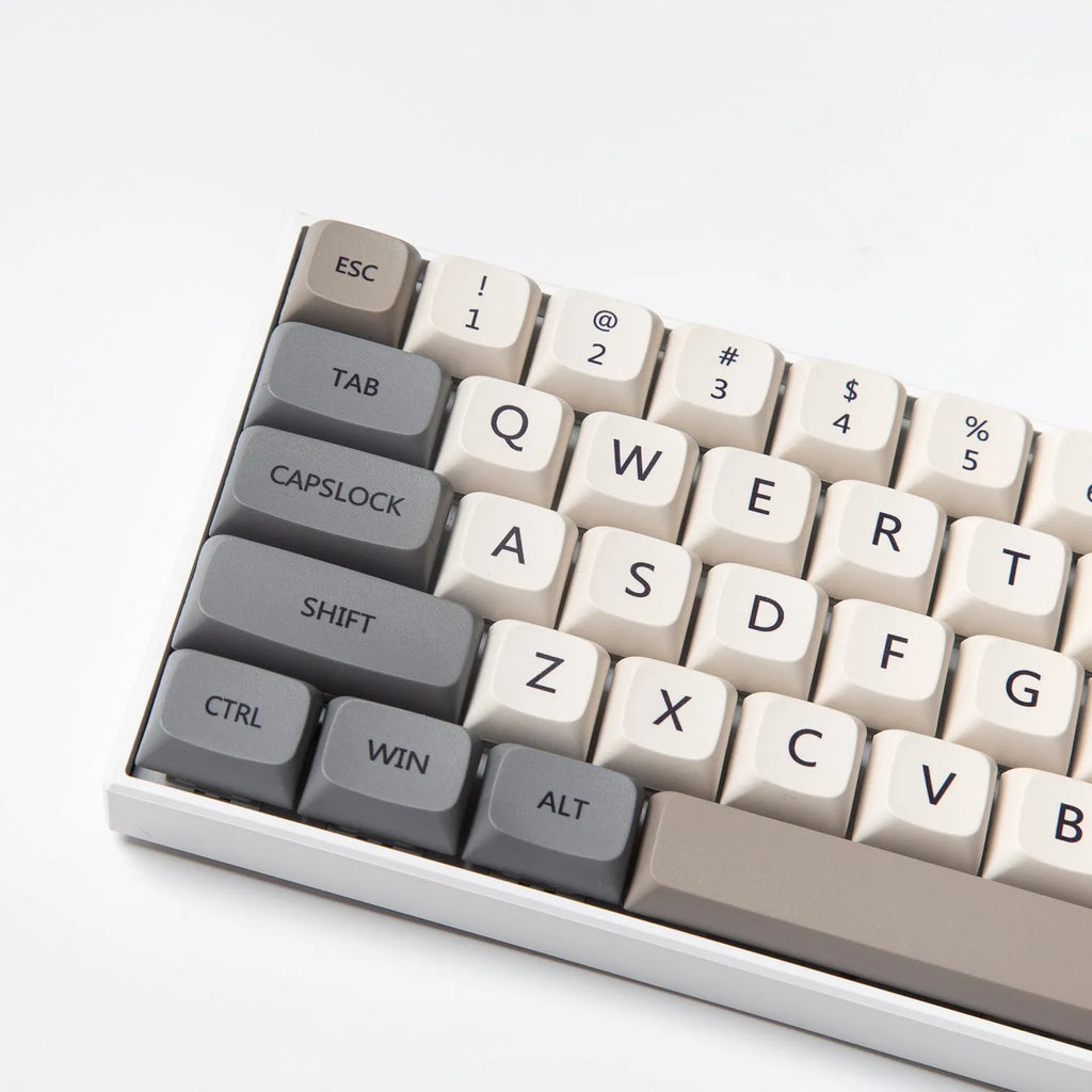 Set of 139 PBT XDA profile keycaps for mechanical keyboards, showing English legends.