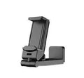 Foldable rotating phone holder in black grey and green colours showing adjustable viewing angles