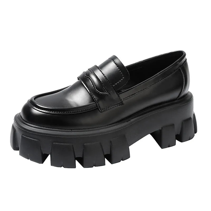 British style wide fit loafers in matte or patent leather with fat foot design and rubber soles