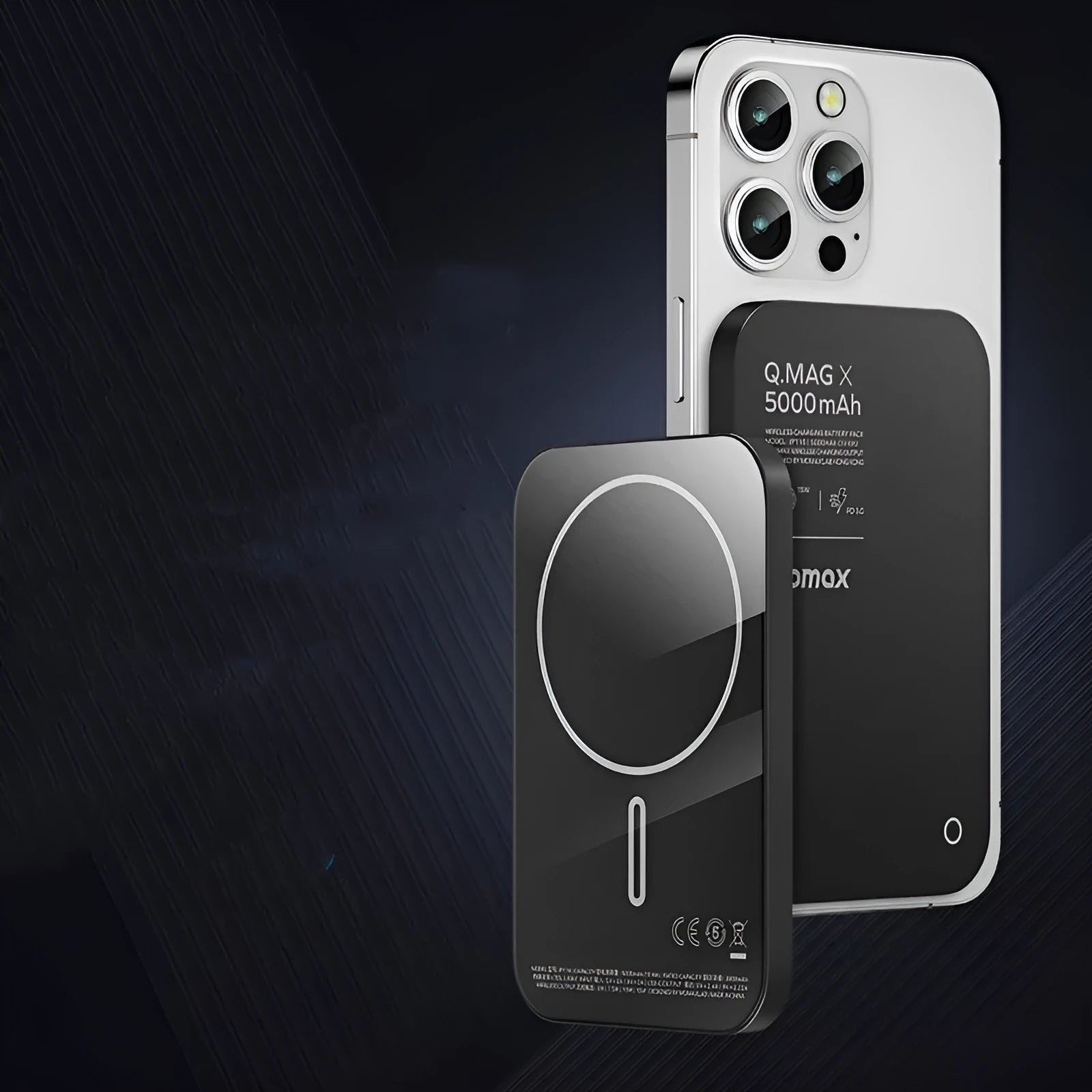 Alloy magnetic wireless power bank in titanium gold or black colour with multiple capacity options