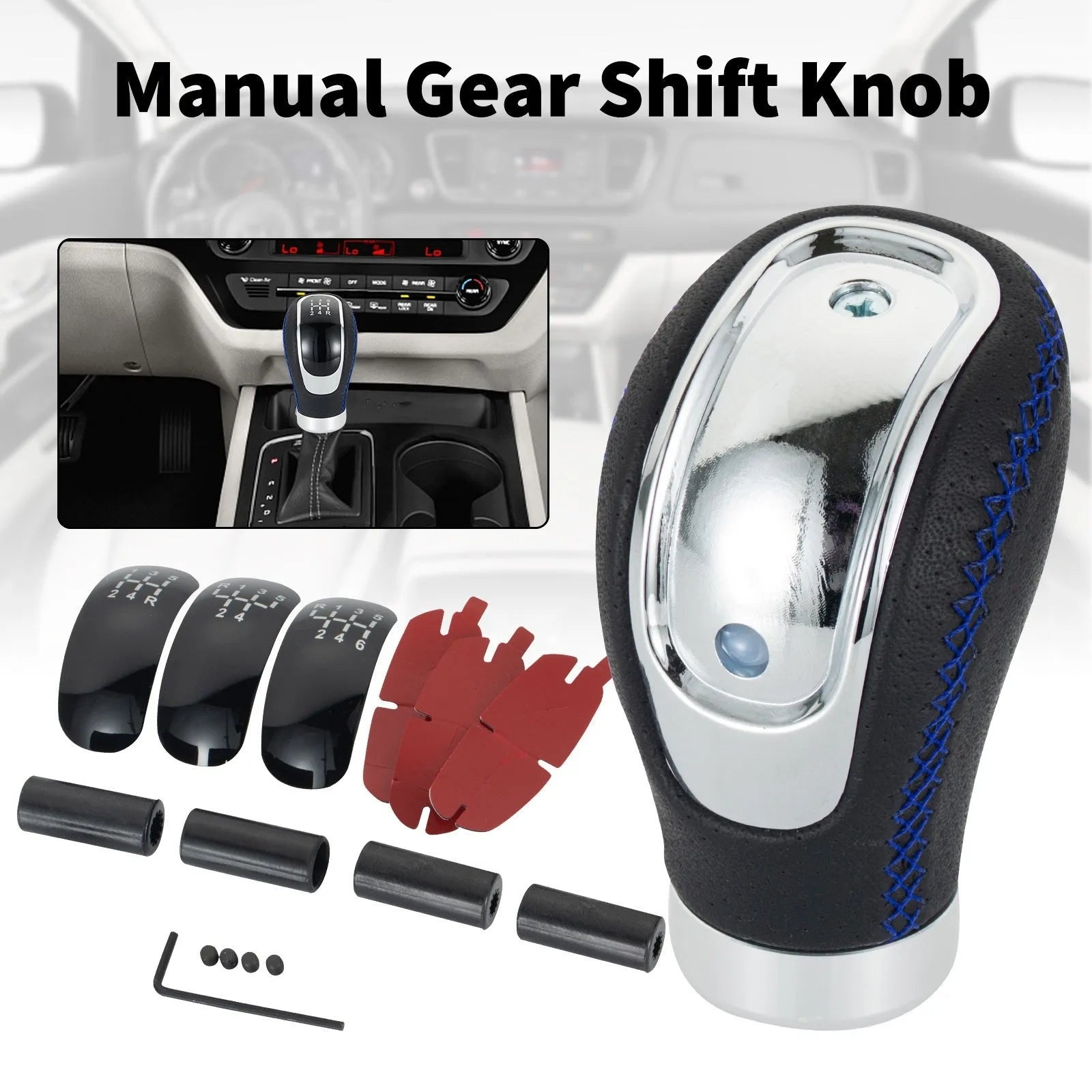 Modified PU rod wave club handball leather gear head for GM models in black with red line, 13cm length