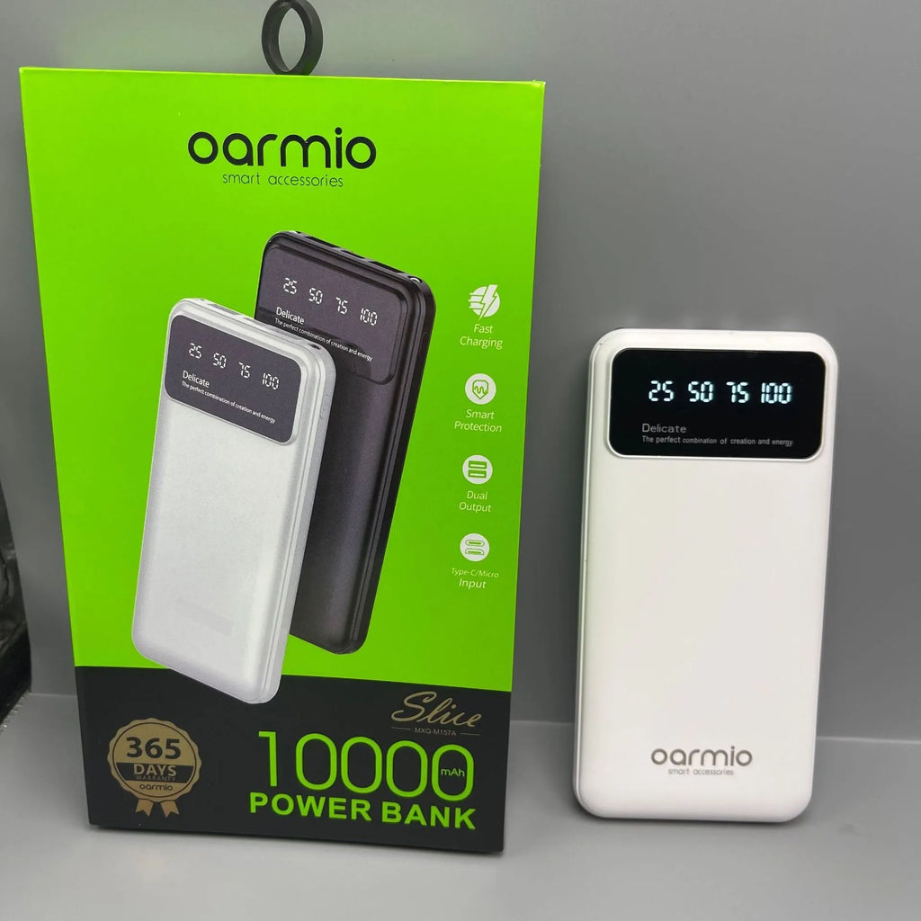 Oarmio 20000mAh portable power bank with four built-in cables and PVC shell in standard colour