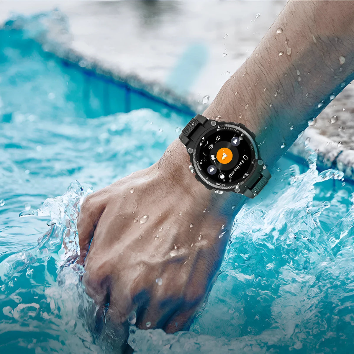 Smartwatch with 1.2 inch touch screen, TPU wristband, black or green, heart rate and sleep monitor