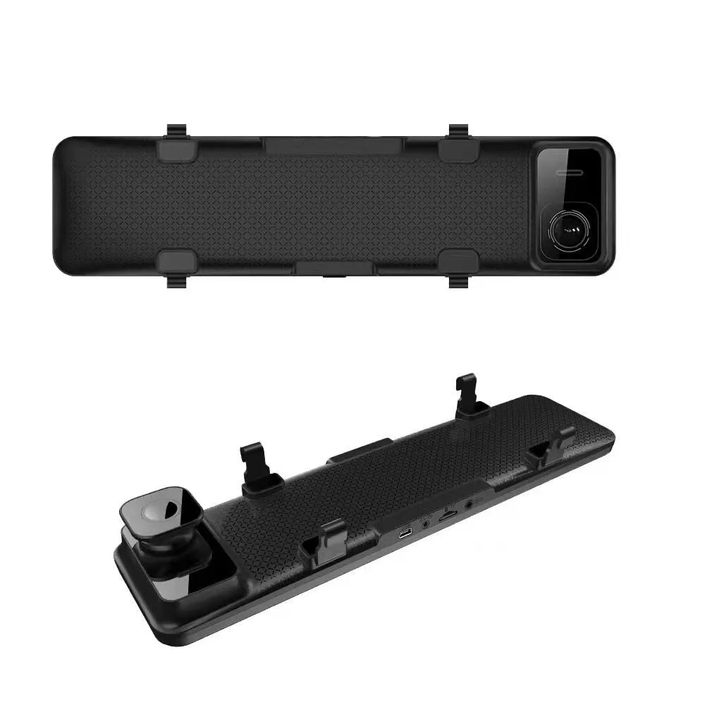 Streaming media electronic rearview mirror with dual lens front and rear cameras and night vision, 10 inch or 12 inch screen
